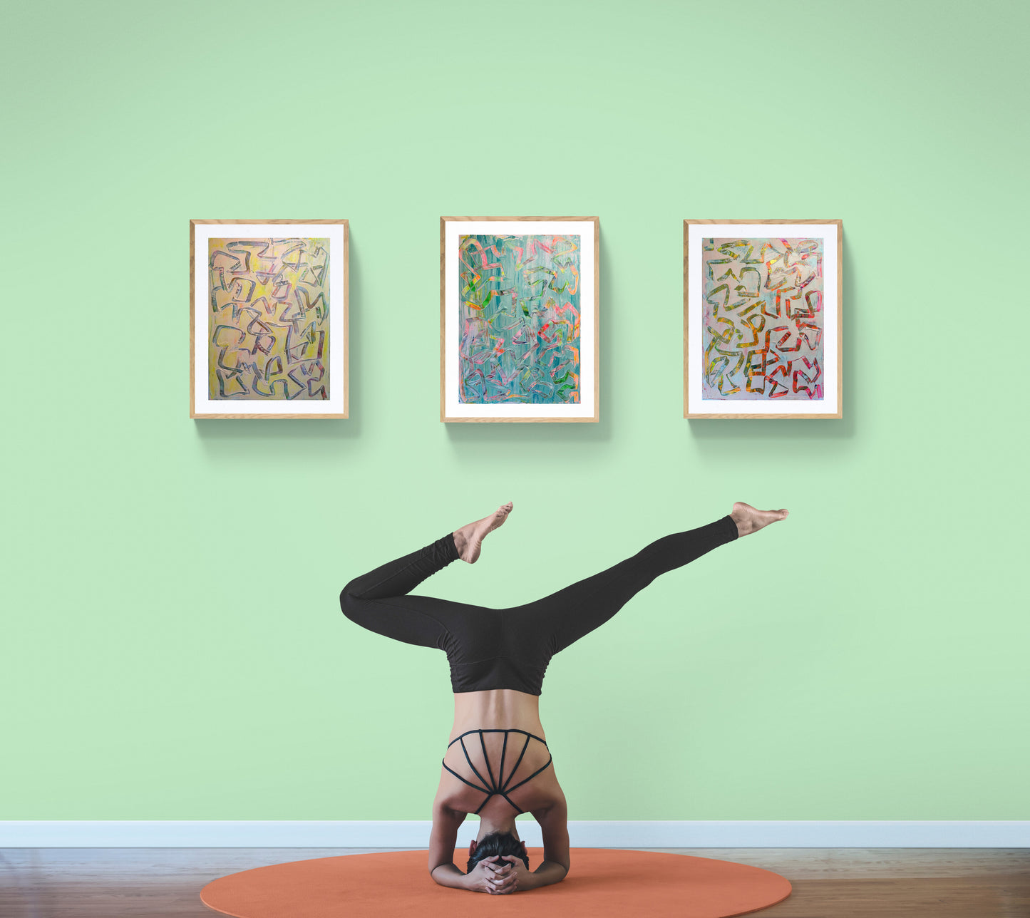 Journey to Joy (#3 Triptych) (abstract painting)